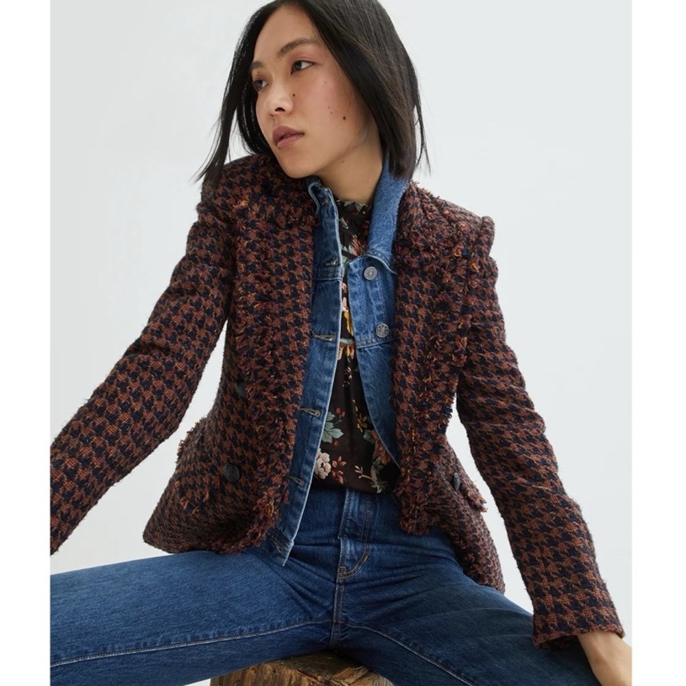 NEW Veronica Beard Dickey Blazer Jacket Taja Tweed Houndstooth Double Breasted